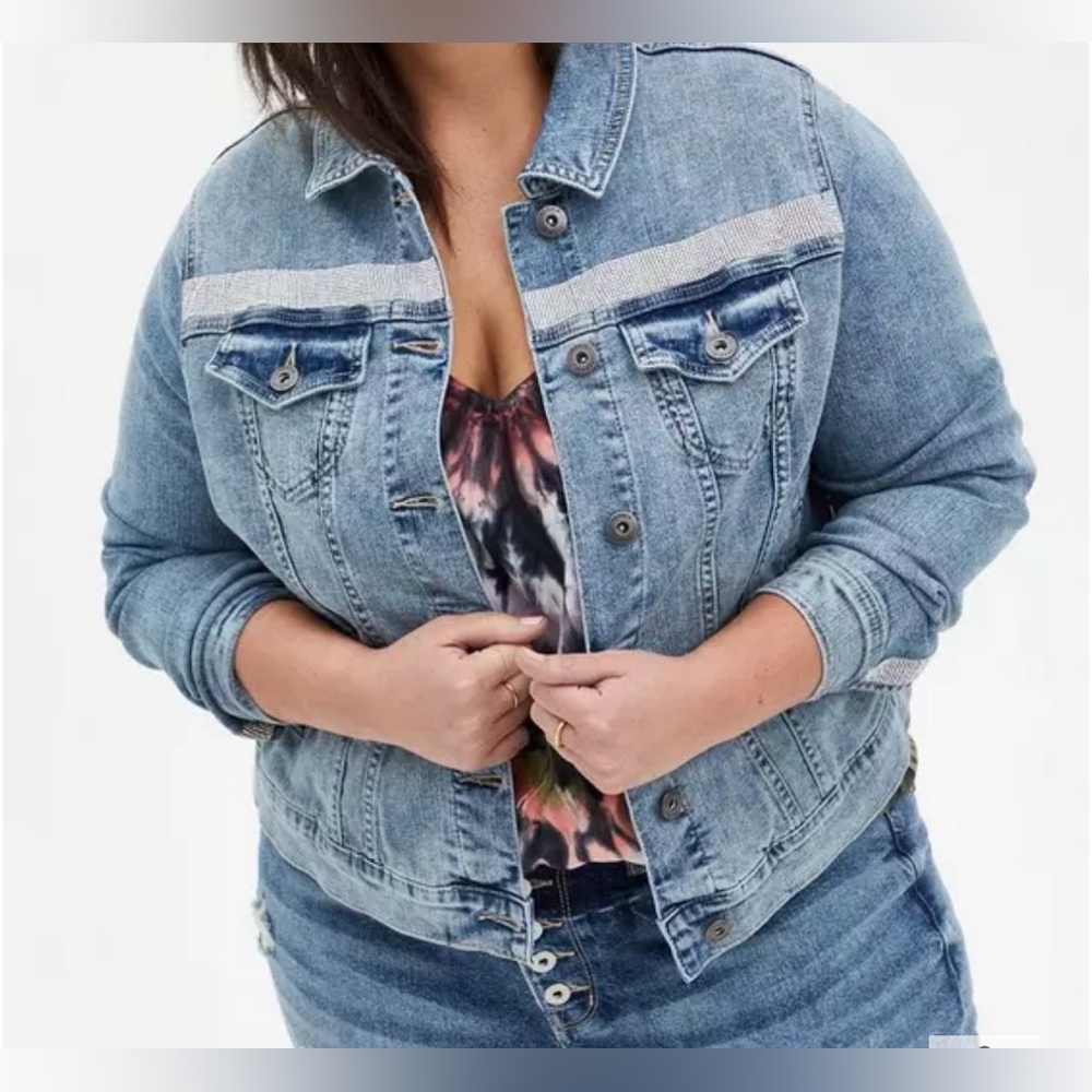 Torrid Embellished Denim Jacket - Light Wash